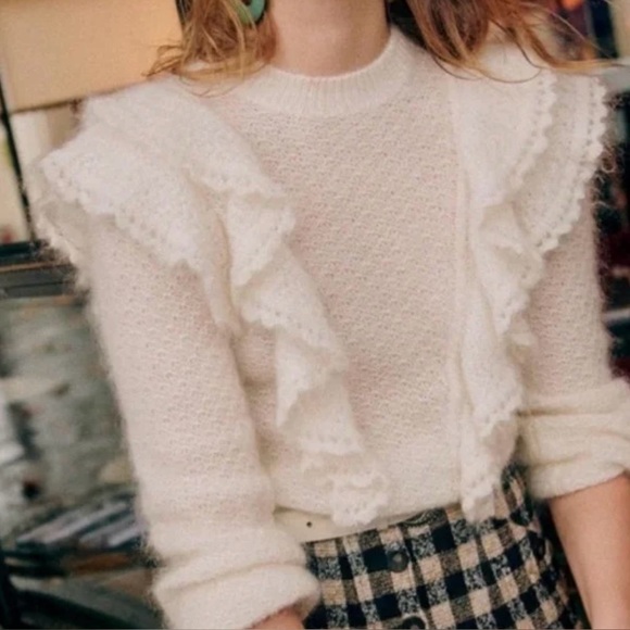 Sezane Elsa Sweater / White / XS - Picture 2 of 5